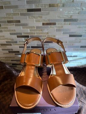 Carvela Brown Leather Buckle  Sandals